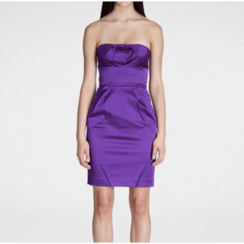 Diane Von Furstenberg Fiorenza Strapless Mini Dress in Purple Satin Cocktail 4